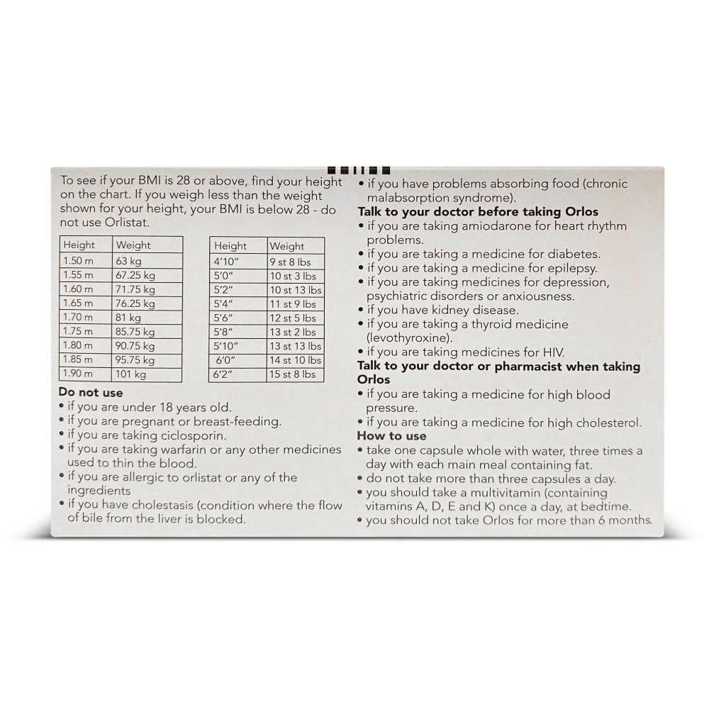 Orlos (Orlistat) 60mg Weight Loss Aid - 84 Capsules - Image 7